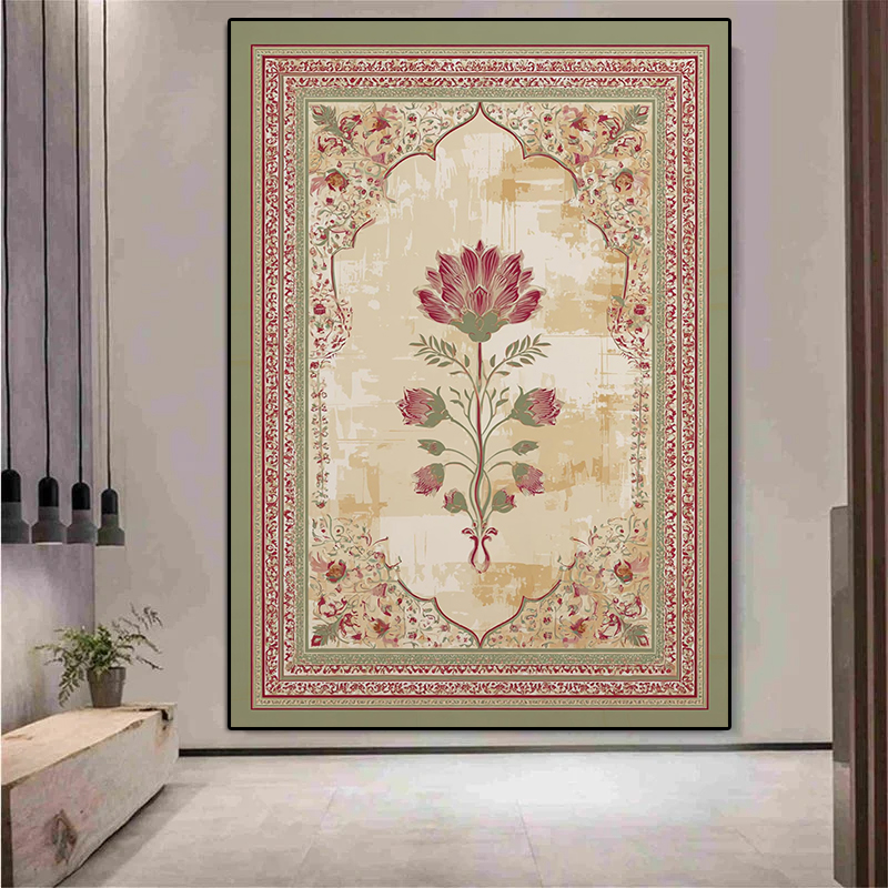 Home Decor Jaipur - ภาพพิมพ์บนผ้าใบลายดอกไม้แบบมุกฮาล, โปสเตอร์ศิลปะติดผนังแบบอินเดีย, โปสเตอร์พฤกษศาสตร์แบบตะวันออก, ภาพภาพฝาผนังพระราชวังจาปุร, ของตกแต่งบ้าน