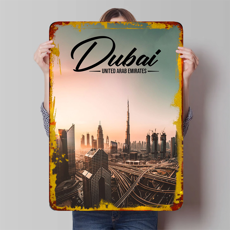 Home Decor Uae - ดูไบ Cityscape Metal Wall Art UAE