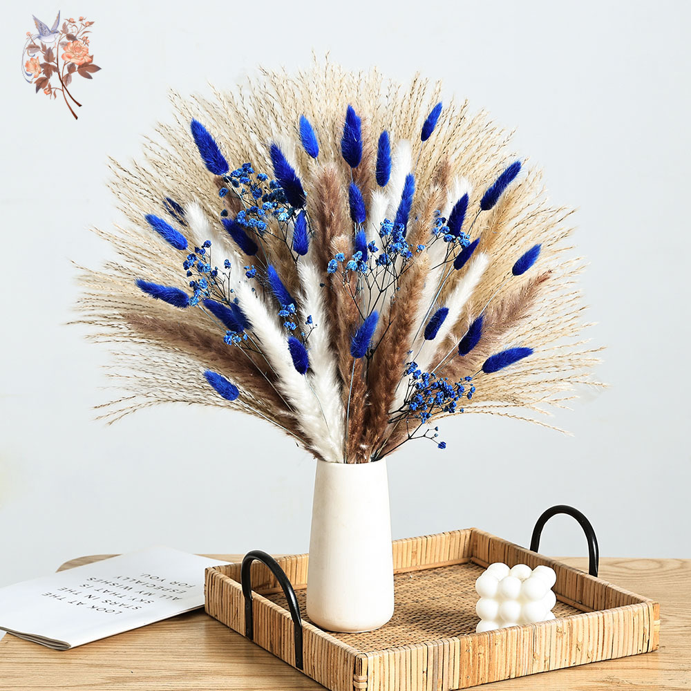 Pampas Grass Decor - 70 Stem Blue Fluffly หางกระต่าย Pampas