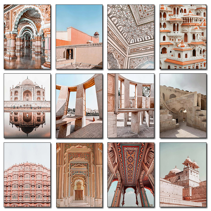 Home Decor Jaipur - พระราชวังสถาบันวิจัยดาราศาสตร์สไตล์อินเดีย จาอิปุร์ สถาปัตยกรรม โปสเตอร์ศิลปะสำหรับนักท่องเที่ยว ภาพวาดบนผ้าใบ ศิลปะติดผนัง