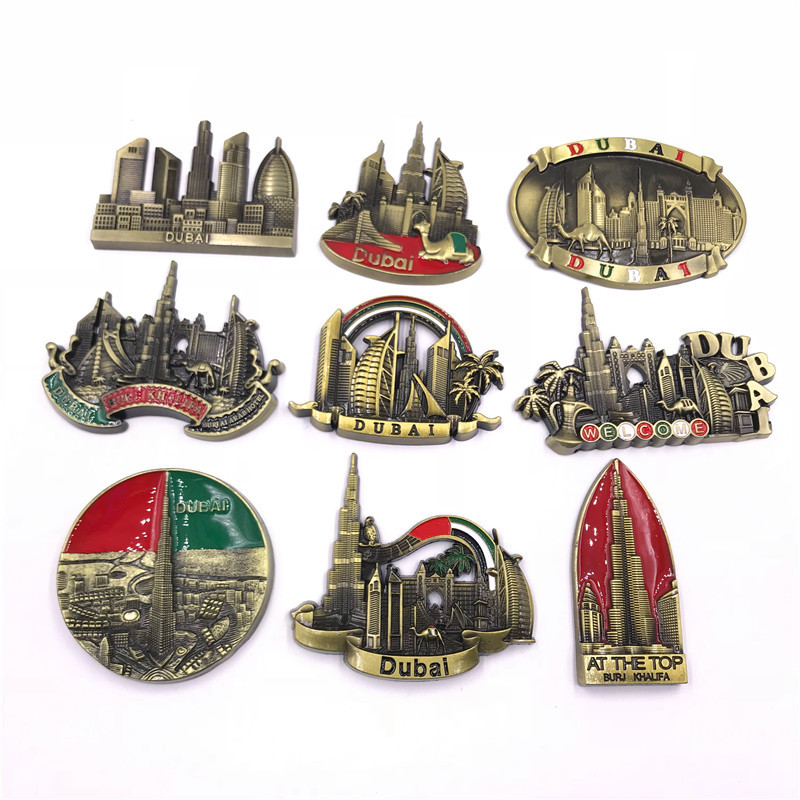 Home Decor Uae - ตู้เย็นโลหะดูไบพร้อมแม่เหล็กตัวอักษรสุดสร้างสรรค์ติด3D ตู้เย็นโรงแรมเรือใบคาลิฟาทาวเวอร์ UAE ของที่ระลึกการท่องเที่ยว