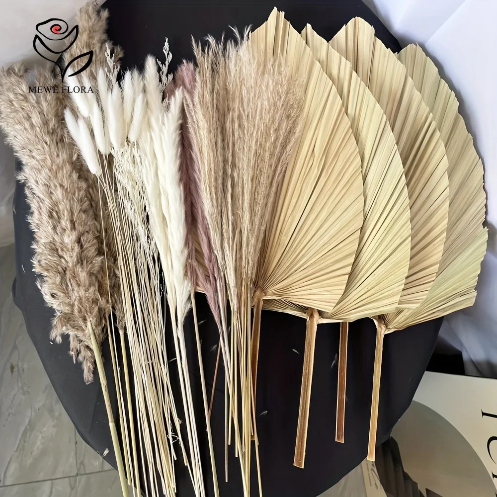 Pampas Grass Decor - 35 ชิ้นธรรมชาติ Pampas Grass Boho ตกแต่งบ้านความงามดอกไม้ช่อดอกไม้ปาล์มแฟน