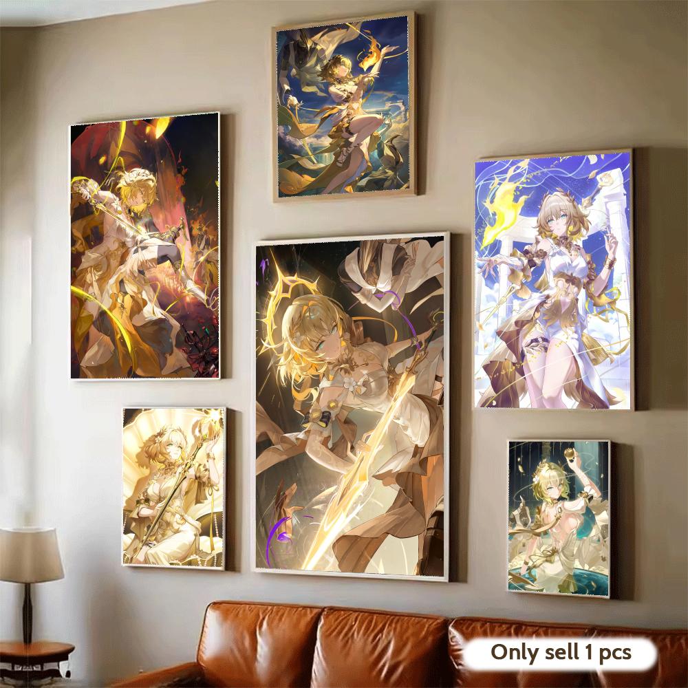 Home Decor Living Room Ideas - อากเลอา อะนิเมะ ฮงไค สตาร์ เรลโปสเตอร์ศิลปะติดผนังแบบมีกาวในตัวสมัยใหม่สำหรับห้องนอนและห้องนั่งเล่นตกแต่งบ้าน, ไอเดียของขวัญที่ยอดเยี่ยม