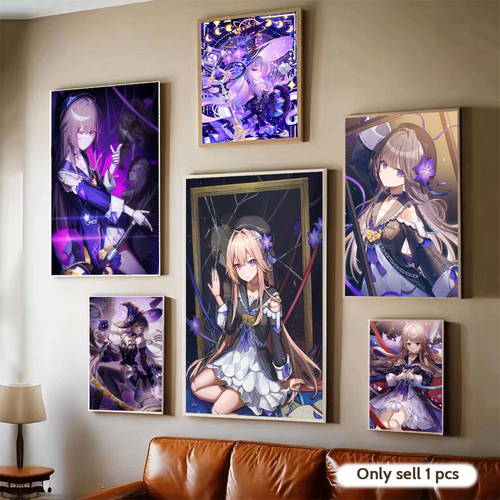 Home Decor Living Room Ideas - เกมฮอนไค สตาร์ เรล เฮอร์ตาโปสเตอร์ศิลปะติดผนังแบบมีกาวในตัวสมัยใหม่สำหรับห้องนอนและห้องนั่งเล่นตกแต่งบ้าน, ไอเดียของขวัญที่ยอดเยี่ยม