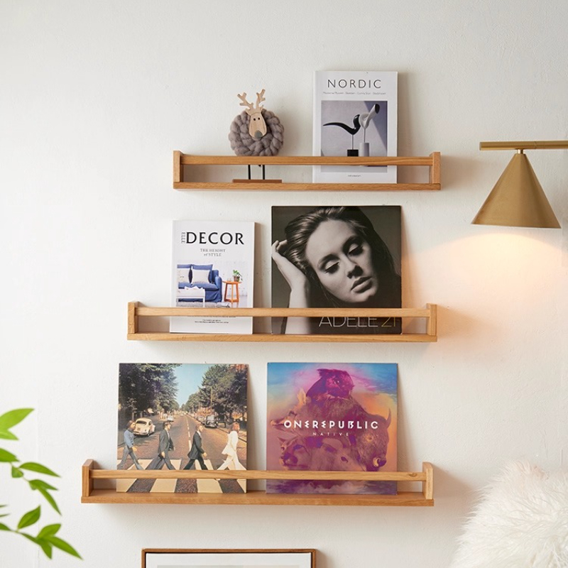 Home Decor Magazine - ที่จัดเครื่องเทศในครัว, ชั้นวางของติดผนังไม้เนื้อแข็ง, ชั้นวางโชว์กันความชื้น, ที่ใส่หนังสือพิมพ์ตกแต่ง