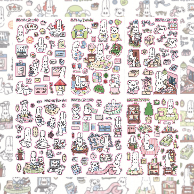 Home Decor Magazine - เกาหลีน่ารัก Kawaii การ์ตูนกระต่ายสติกเกอร์ Diary Planner สมุดภาพคู่มือนิตยสาร