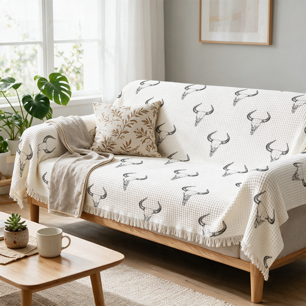 ผ้าห่มลายกวางสไตล์โบโฮสุดหรู ส - Neutral Throw Blanket บทวิจารณ์และราคา