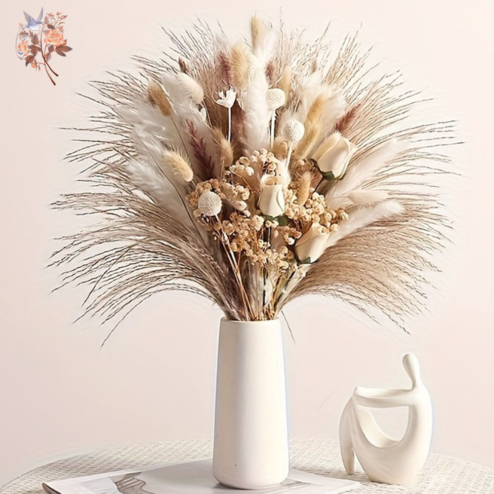 ช่อดอกไม้แห้งประดิษฐ์ 80 ชิ้น  - Pampas Grass Decor บทวิจารณ์และราคา