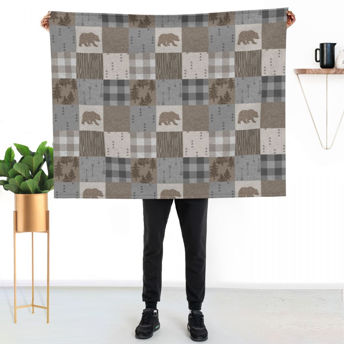 ผ้าห่มลายแพทช์เวิร์คหมี - ผ้าห - Neutral Throw Blanket บทวิจารณ์และราคา