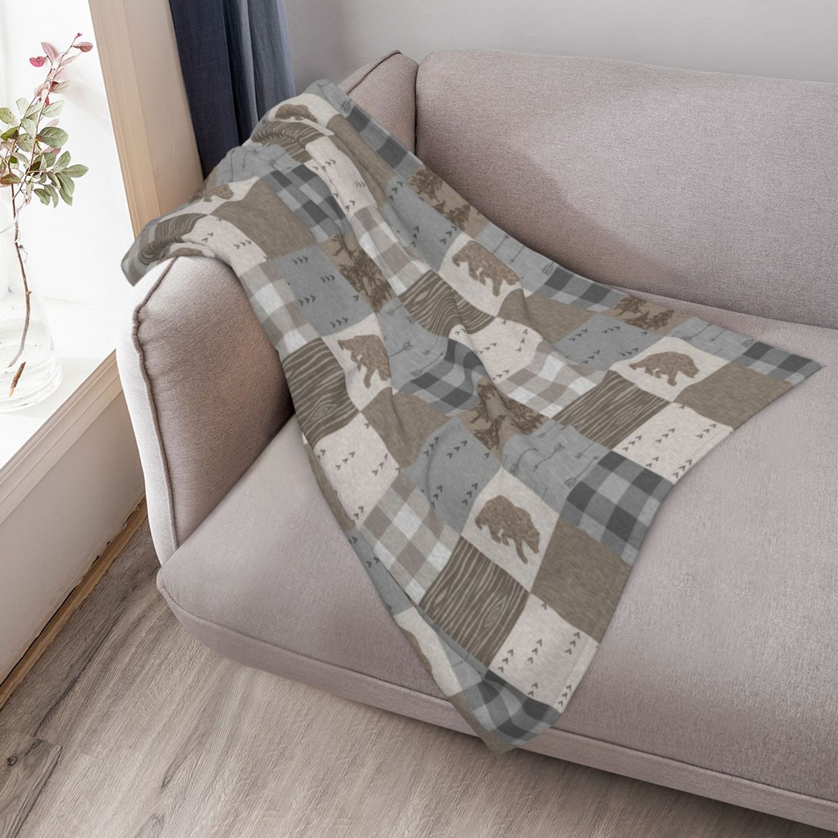 ผ้าห่มลายแพทช์เวิร์คหมี - ผ้าห - Neutral Throw Blanket บทวิจารณ์และราคา