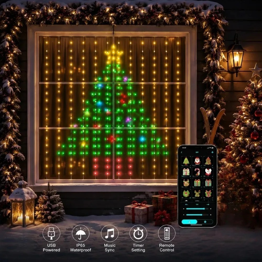 ไฟม่าน LED พิกเซล ควบคุมผ่านแอ - Home Decor Diy บทวิจารณ์และราคา