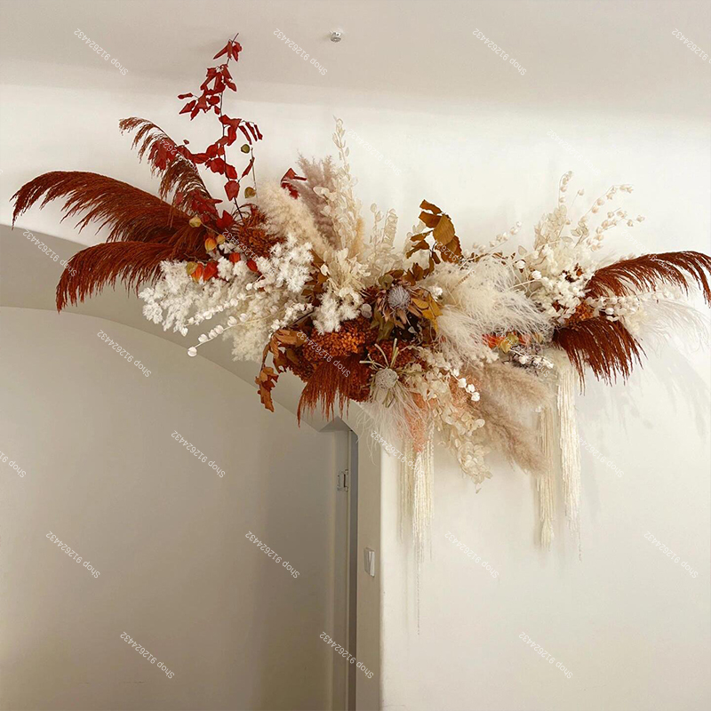 หญ้าแพมพัส ดอกกุหลาบประดิษฐ์ ใ - Pampas Grass Decor บทวิจารณ์และราคา