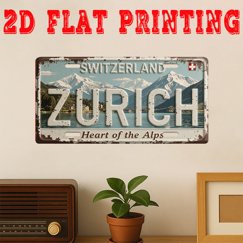 ป้ายโลหะวินเทจแบบแบน 2 มิติ 1  - Home Decor Zurich บทวิจารณ์และราคา