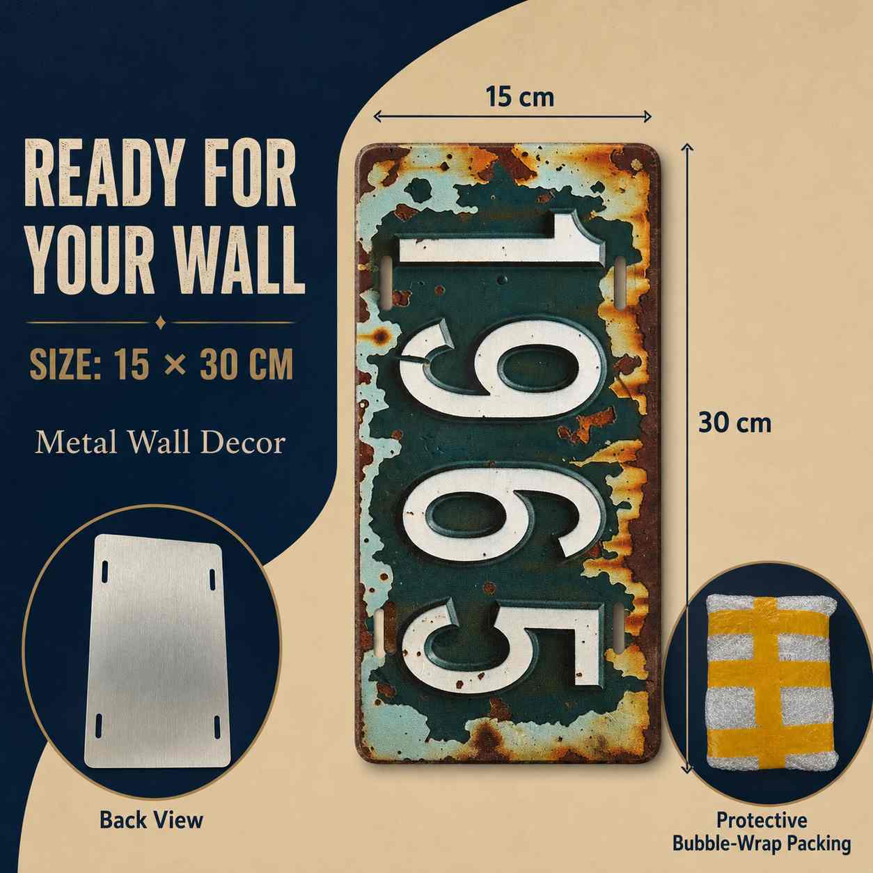 ป้ายโลหะวินเทจแบบแบน 2 มิติ 1  - Home Decor Zurich บทวิจารณ์และราคา