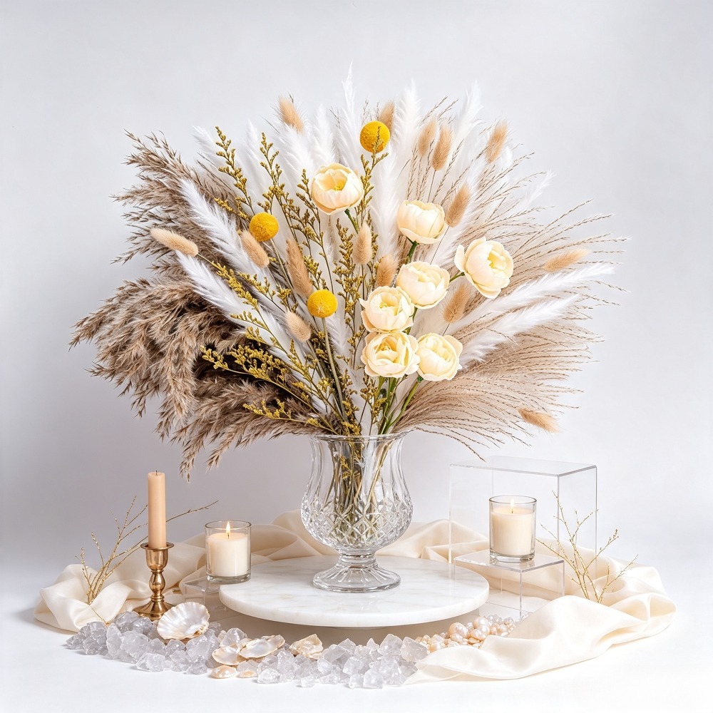 ช่อดอกไม้แห้งผสม, แพมพัสกราส,  - Pampas Grass Decor บทวิจารณ์และราคา