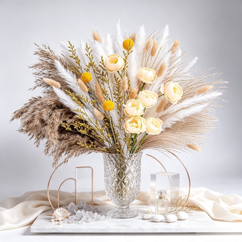 ช่อดอกไม้แห้งผสม, แพมพัสกราส,  - Pampas Grass Decor บทวิจารณ์และราคา
