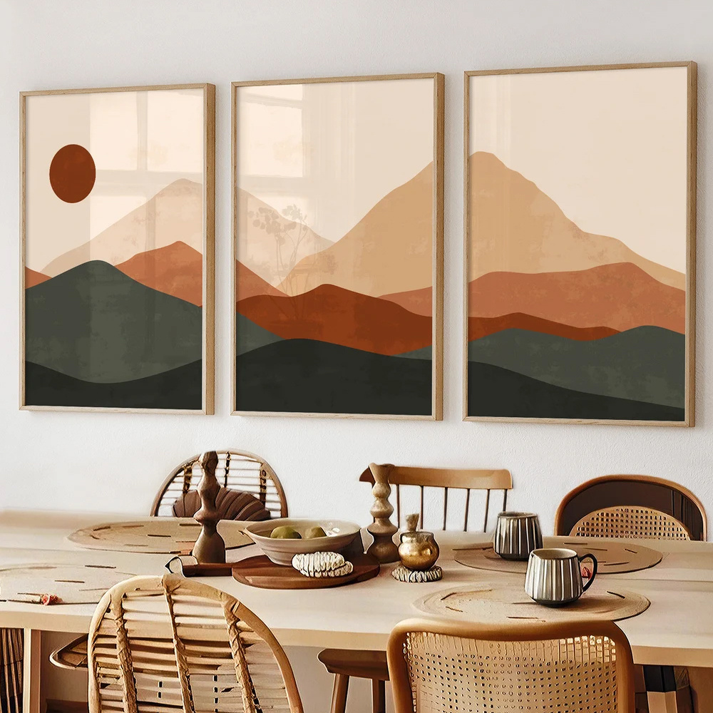 3 ชิ้น/เซ็ต ภาพพิมพ์บนผ้าใบลาย - Home Decor Japandi บทวิจารณ์และราคา