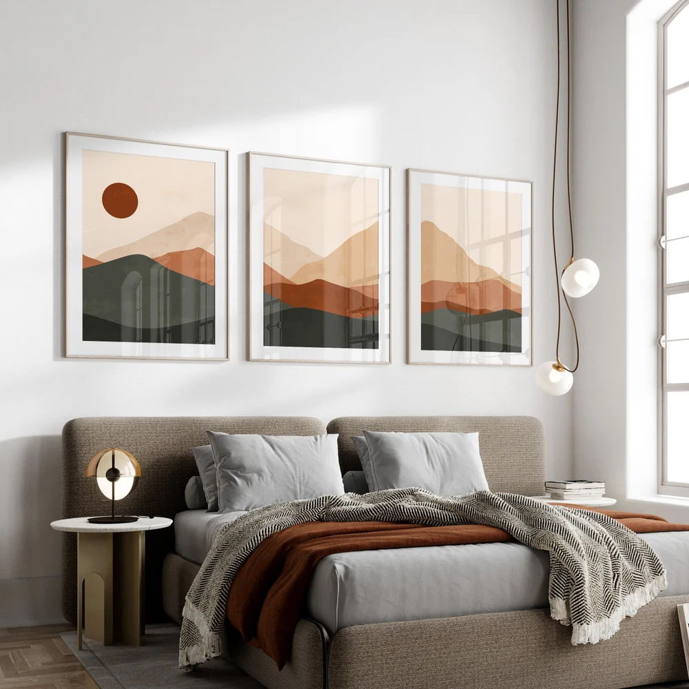3 ชิ้น/เซ็ต ภาพพิมพ์บนผ้าใบลาย - Home Decor Japandi บทวิจารณ์และราคา