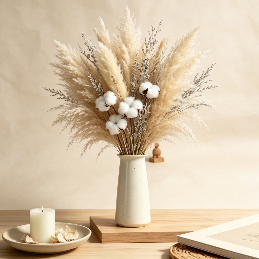 ช่อดอกแพมพัสแห้งธรรมชาติ, ดอกค - Pampas Grass Decor บทวิจารณ์และราคา