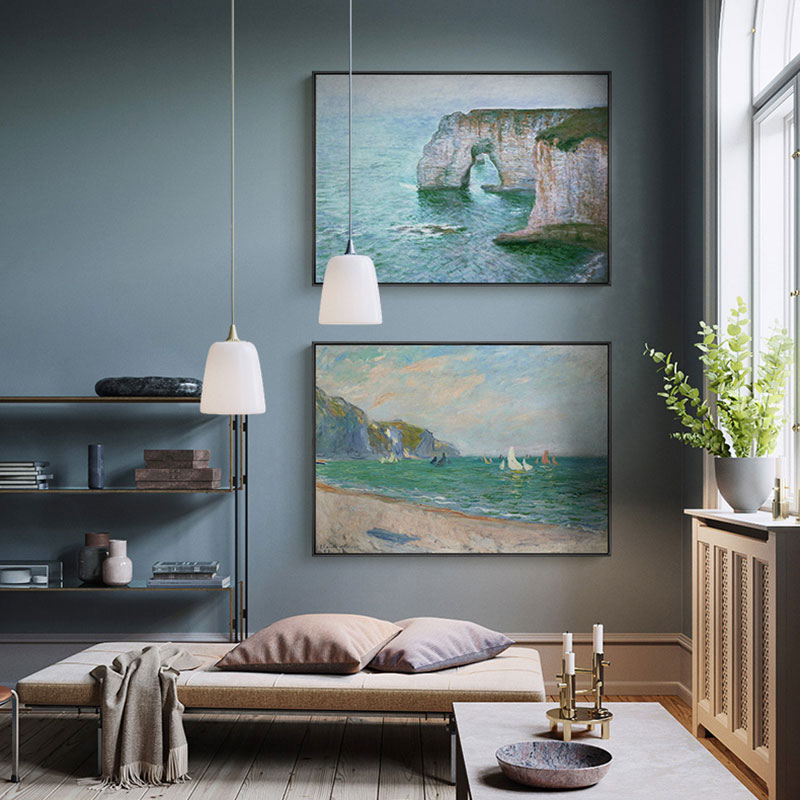 ภาพพิมพ์บนผ้าใบโมเนต์ชื่อดัง ภ - Home Decor Japandi บทวิจารณ์และราคา