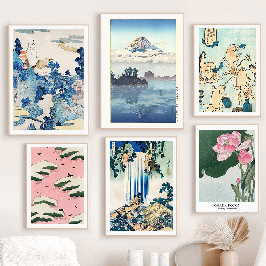 Hokusai Ohara Koson ศิลปะญี่ปุ - Home Decor Japandi บทวิจารณ์และราคา