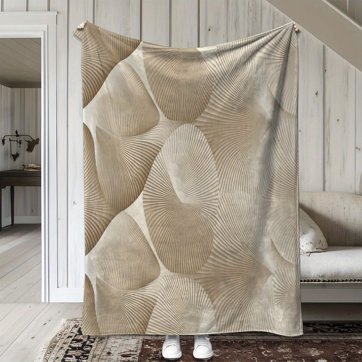ผ้าห่มฟลีซลายเส้นเรขาคณิตแบบนา - Neutral Throw Blanket บทวิจารณ์และราคา