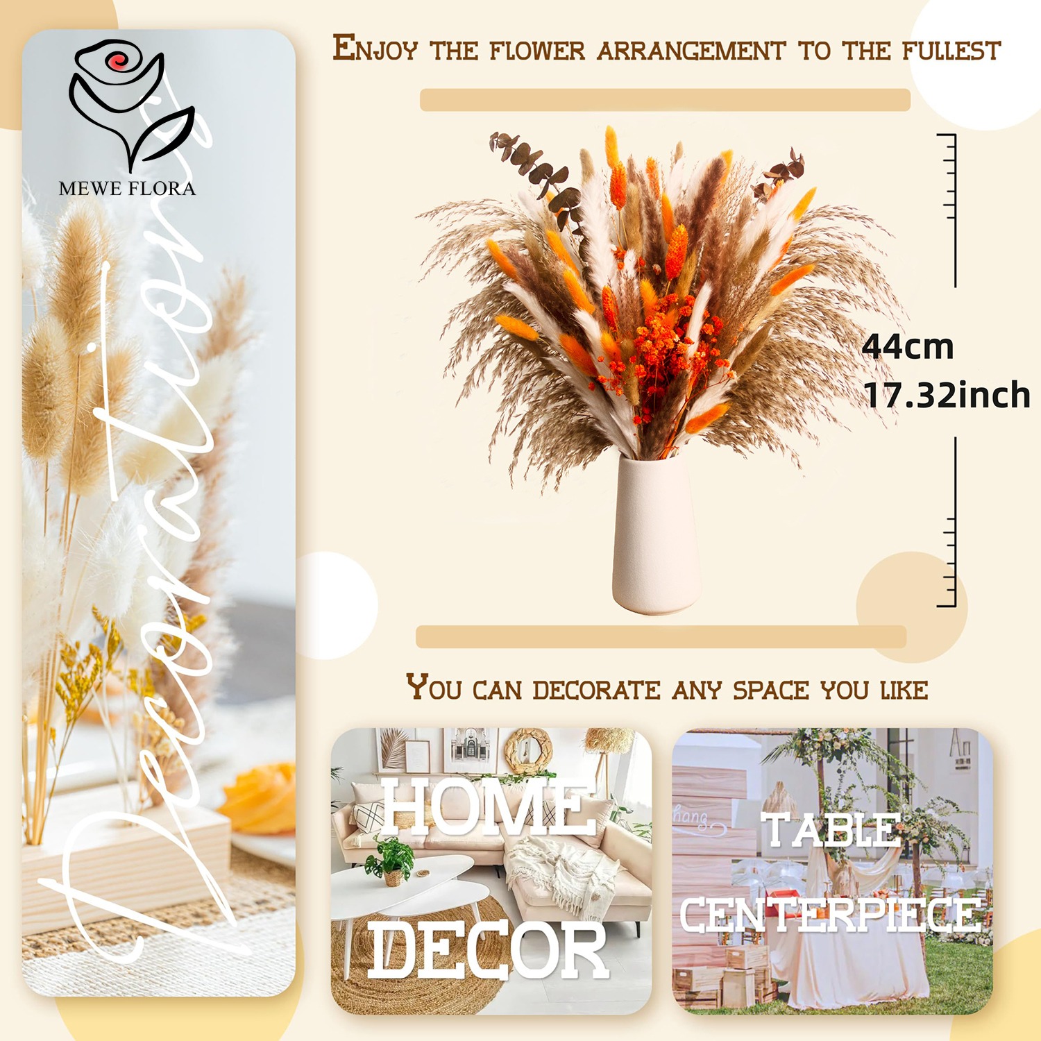 ดอกไม้ธรรมชาติแห้ง Pampas Bouq - Pampas Grass Decor บทวิจารณ์และราคา