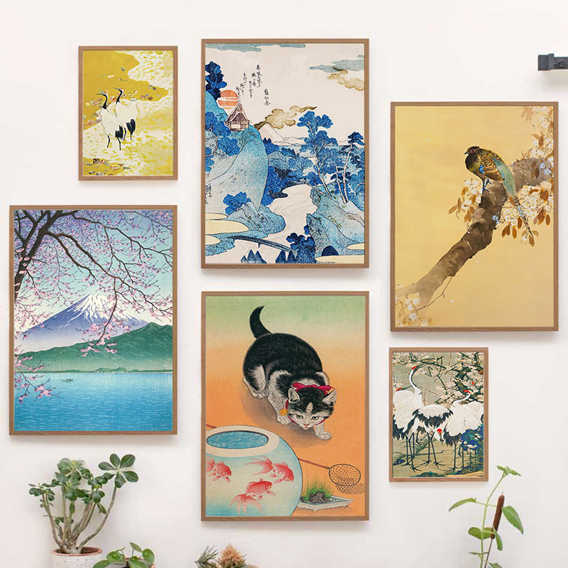 ภาพพิมพ์บนผ้าใบของคาตสึชิกะ โฮ - Home Decor Japandi บทวิจารณ์และราคา