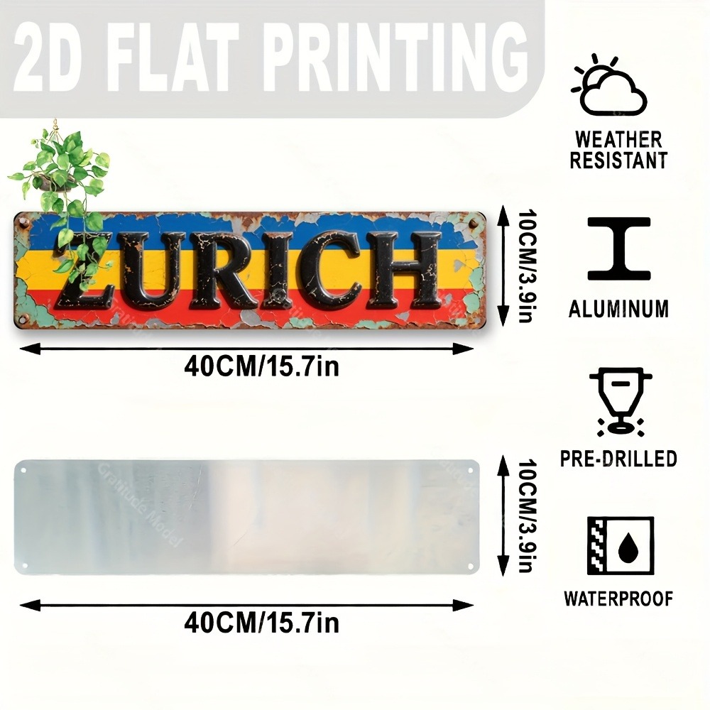 ป้ายซูริคแบบกำหนดเอง 2D แบน 1  - Home Decor Zurich บทวิจารณ์และราคา